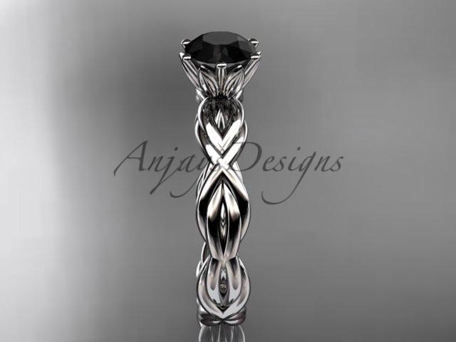 Platinum rope engagement ring with a Black Diamond center stone RP8101