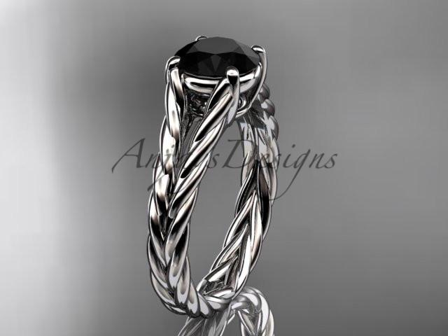 Platinum twisted rope engagement ring with a Black Diamond center stone RP8108