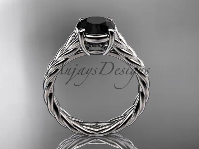 Platinum twisted rope engagement ring with a Black Diamond center stone RP8108