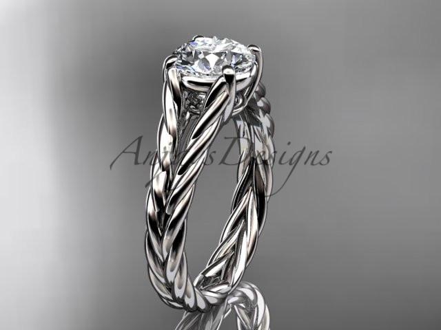 Platinum twisted rope engagement ring with a "Forever One" Moissanite center stone RP8108