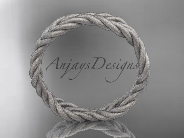 14k white gold twisted rope matte finish wedding band RP8117G