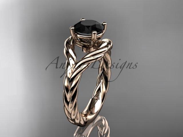 14k rose gold Black Diamond twisted rope engagement ring RP8125
