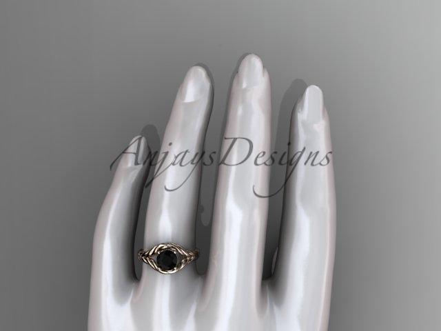 14k rose gold Black Diamond twisted rope engagement ring RP8125