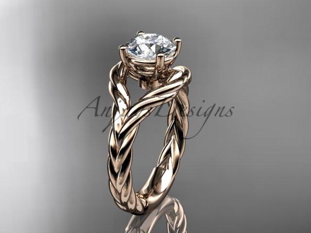 14k rose gold twisted rope engagement ring RP8125