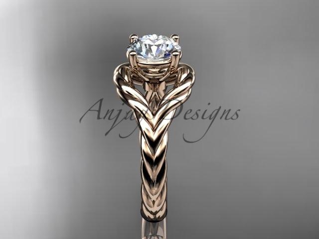 14k rose gold "Forever One" Moissanite twisted rope engagement ring RP8125