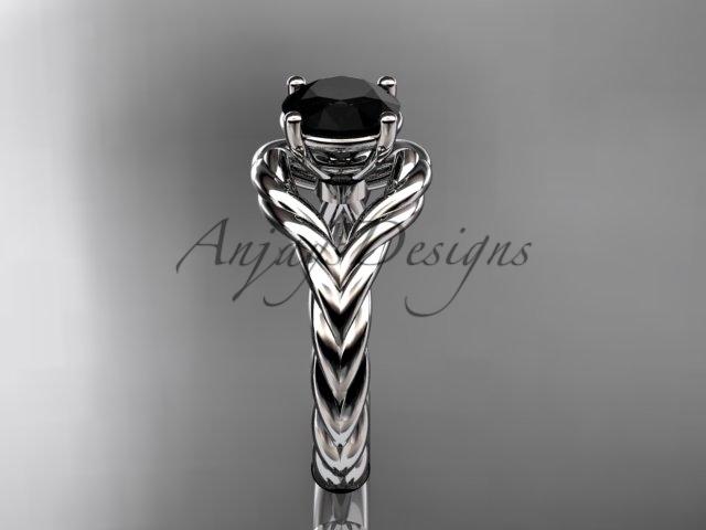 Platinum Black Diamond twisted rope engagement ring RP8125