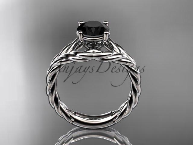 Platinum Black Diamond twisted rope engagement ring RP8125
