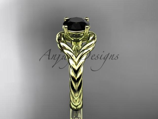 14k yellow gold Black Diamond twisted rope engagement ring RP8125