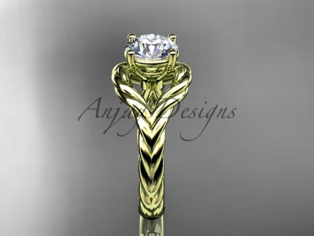 14k yellow gold "Forever One" Moissanite twisted rope engagement ring RP8125