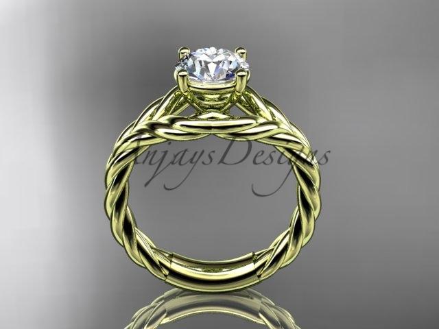 14k yellow gold "Forever One" Moissanite twisted rope engagement ring RP8125