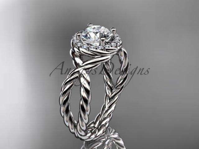 Platinum rope halo diamond engagement ring RP8127
