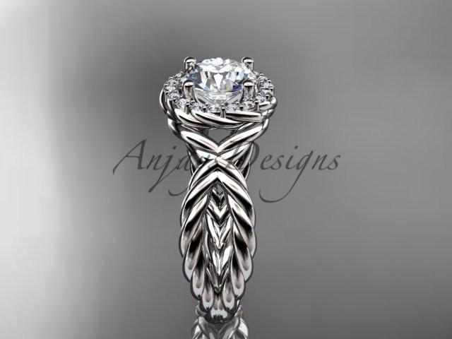 14kt white gold rope halo diamond engagement ring RP8127