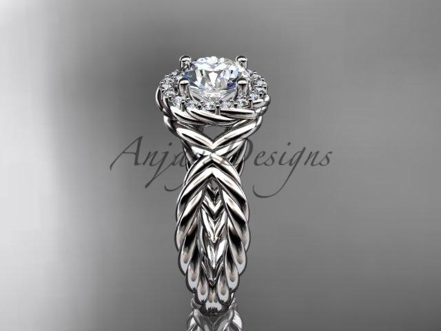 Platinum rope halo diamond engagement ring RP8127