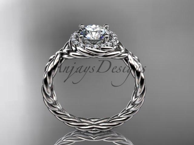 14kt white gold rope halo diamond engagement ring RP8127