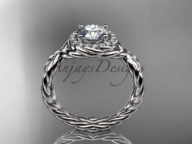 Platinum rope halo diamond engagement ring RP8127