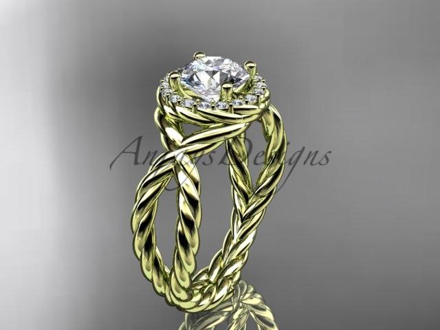 14kt yellow gold rope halo diamond engagement ring RP8127