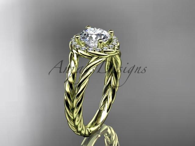 14kt yellow gold halo rope diamond engagement ring RP8131