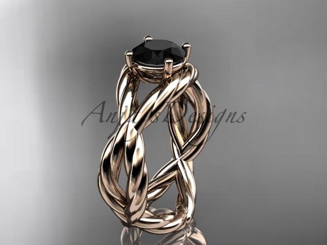 14kt rose gold Black Diamond twisted rope engagement ring RP8181