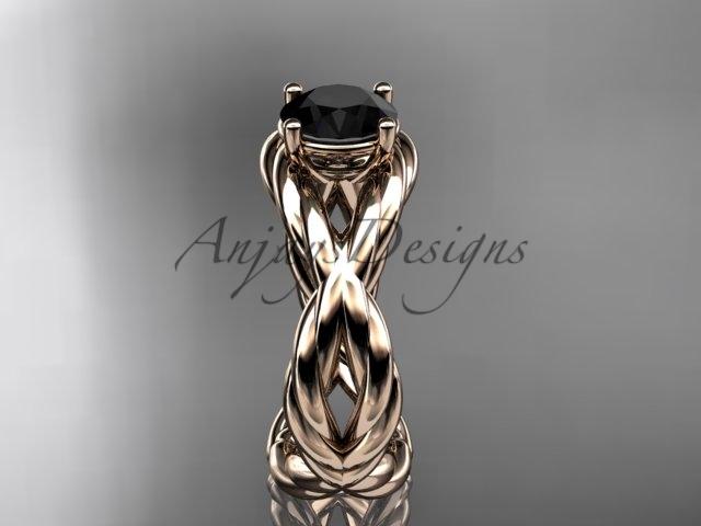 14kt rose gold Black Diamond twisted rope engagement ring RP8181