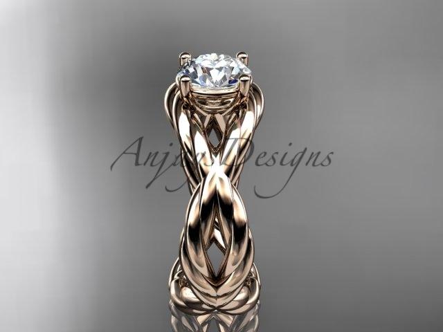 14kt rose gold "Forever One" Moissanite twisted rope engagement ring RP8181
