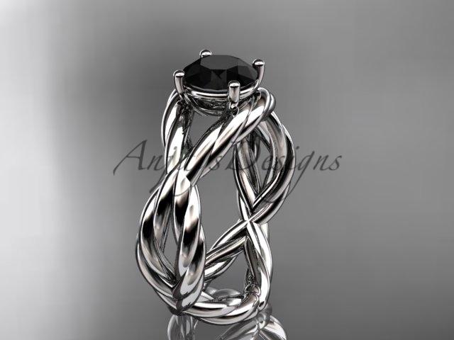Platinum Black Diamond twisted rope engagement ring RP8181
