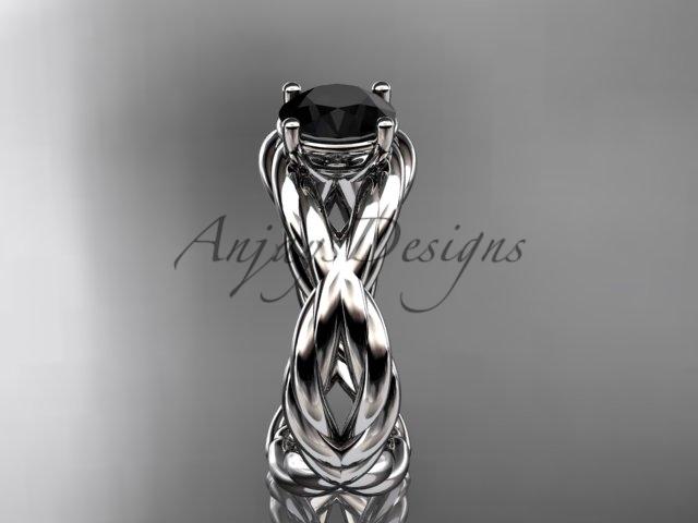14kt white gold Black Diamond twisted rope engagement ring RP8181