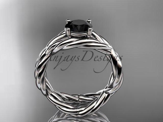 14kt white gold Black Diamond twisted rope engagement ring RP8181
