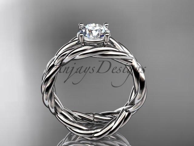 14kt white gold twisted rope engagement ring RP8181