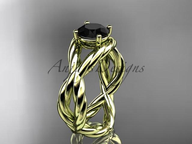 14kt yellow gold Black Diamond twisted rope engagement ring RP8181