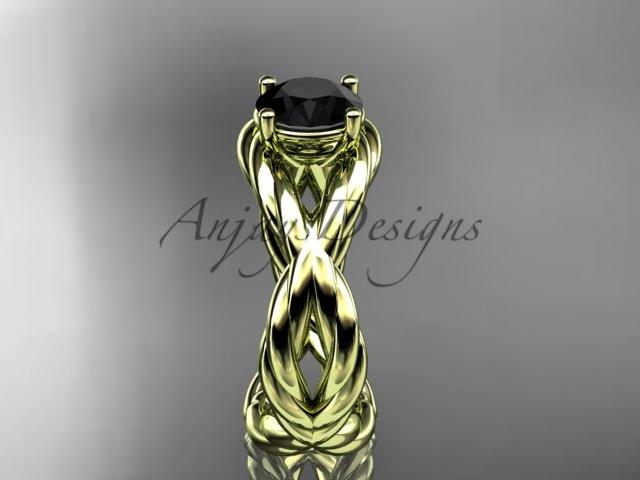 14kt yellow gold Black Diamond twisted rope engagement ring RP8181