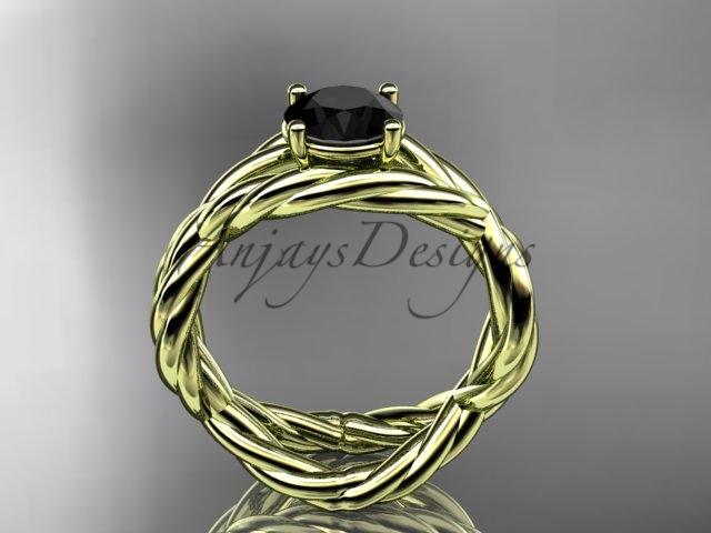 14kt yellow gold Black Diamond twisted rope engagement ring RP8181