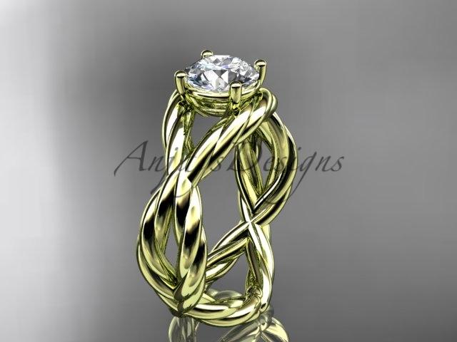 14kt yellow gold "Forever One" Moissanite twisted rope engagement ring RP8181