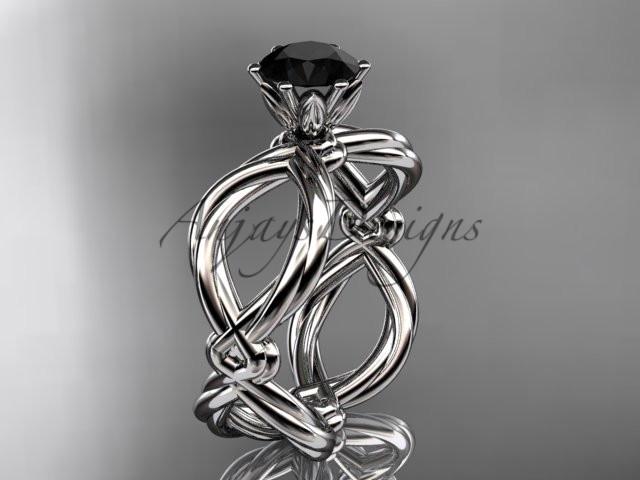 Platinum twisted rope engagement ring with a Black Diamond center stone RP8192