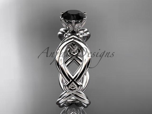 Platinum twisted rope engagement ring with a Black Diamond center stone RP8192