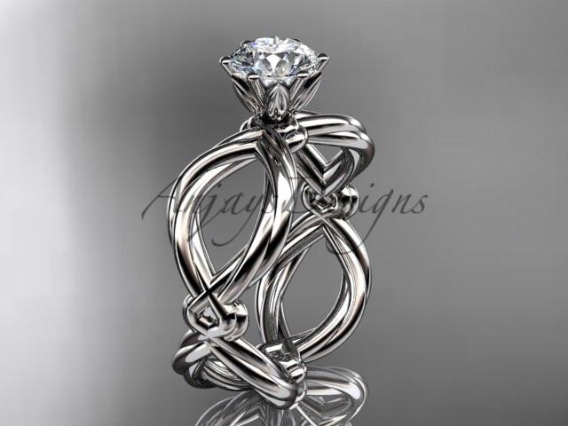 Platinum twisted rope engagement ring with a "Forever One" Moissanite center stone RP8192