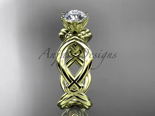 14kt yellow gold twisted rope engagement ring with a "Forever One" Moissanite center stone RP8192