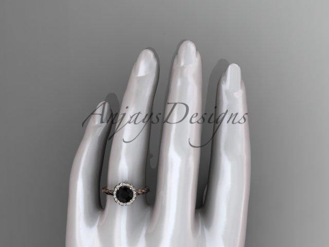 14kt rose gold Black Diamond rope engagement ring RP8197