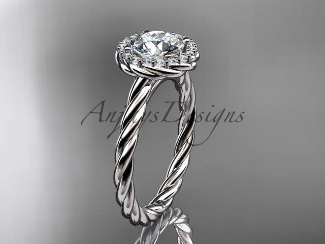 14kt white gold "Forever One" Moissanite rope engagement ring RP8197