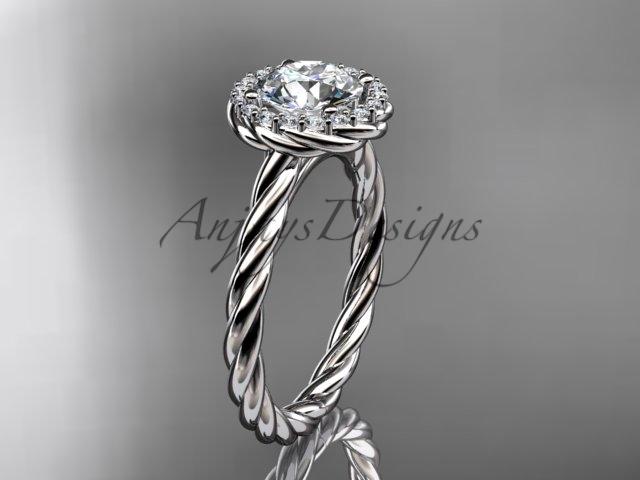 Platinum Black Diamond rope engagement ring RP8197
