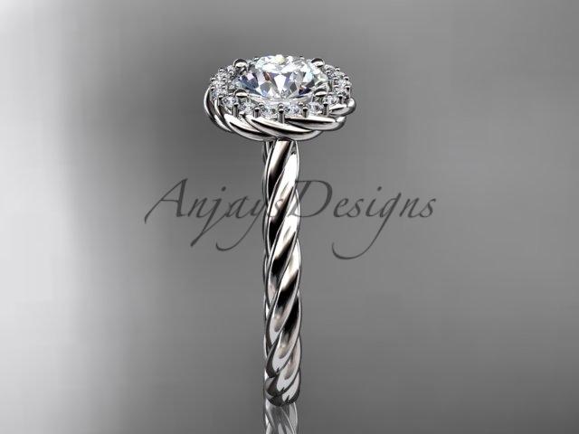 Platinum Black Diamond rope engagement ring RP8197