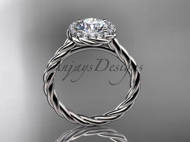 Platinum "Forever One" Moissanite rope engagement ring RP8197