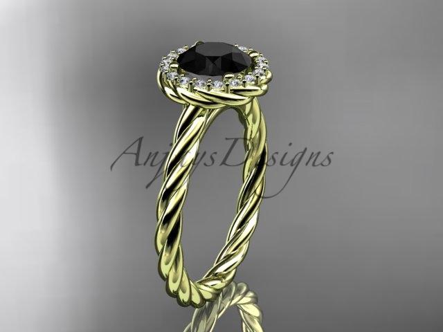 14kt yellow gold Black Diamond rope engagement ring RP8197
