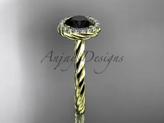 14kt yellow gold Black Diamond rope engagement ring RP8197