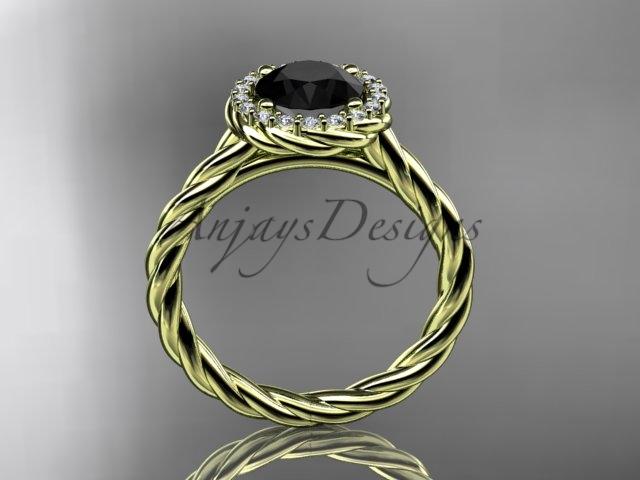 14kt yellow gold Black Diamond rope engagement ring RP8197