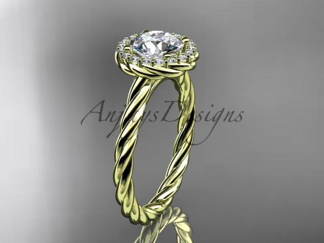 14kt yellow gold "Forever One" Moissanite rope engagement ring RP8197