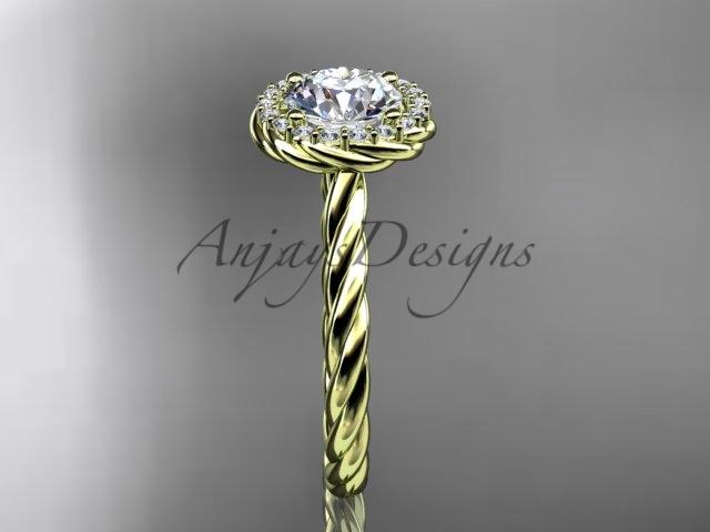 14kt yellow gold "Forever One" Moissanite rope engagement ring RP8197