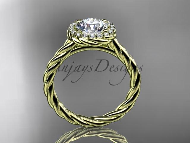 14kt yellow gold halo rope diamond engagement ring RP8197