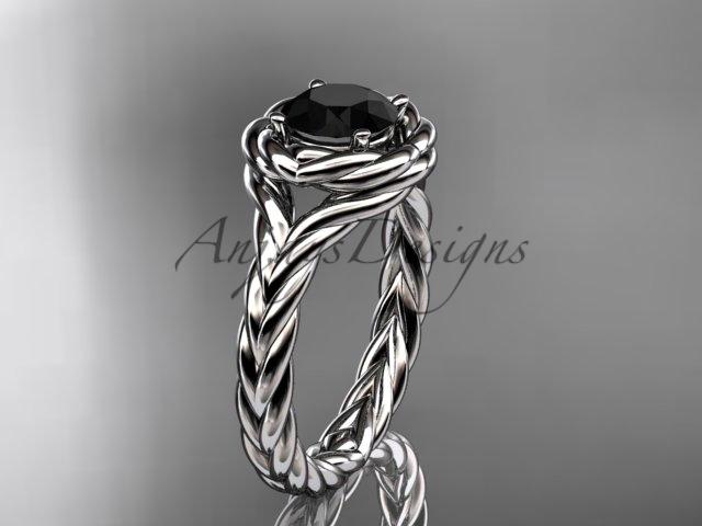 Platinum twisted rope engagement ring with a Black Diamond center stone RP8201