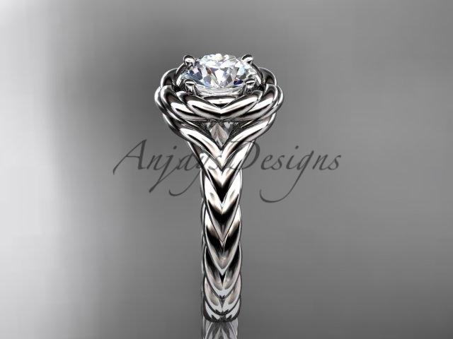 Platinum twisted rope engagement ring with a "Forever One" Moissanite center stone RP8201