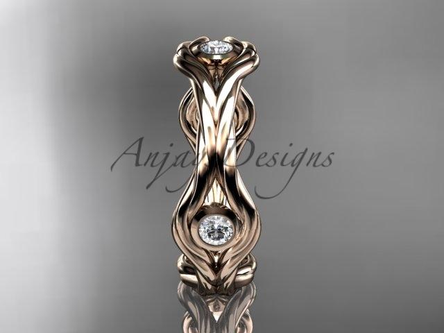 14k rose gold rope diamond wedding band RP8358B